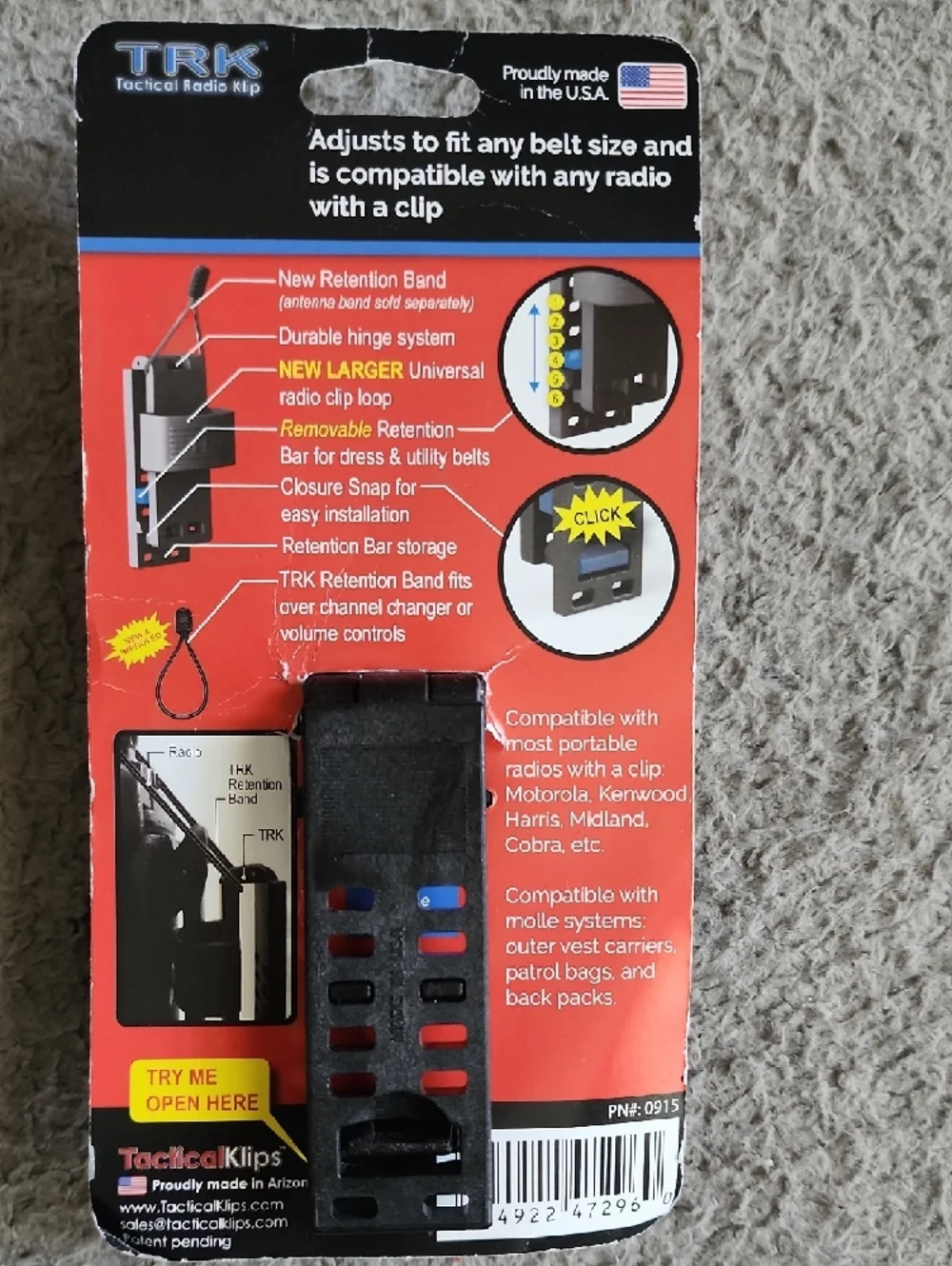 TRK Tactical Radio Klip Universal Radio Holder — Black